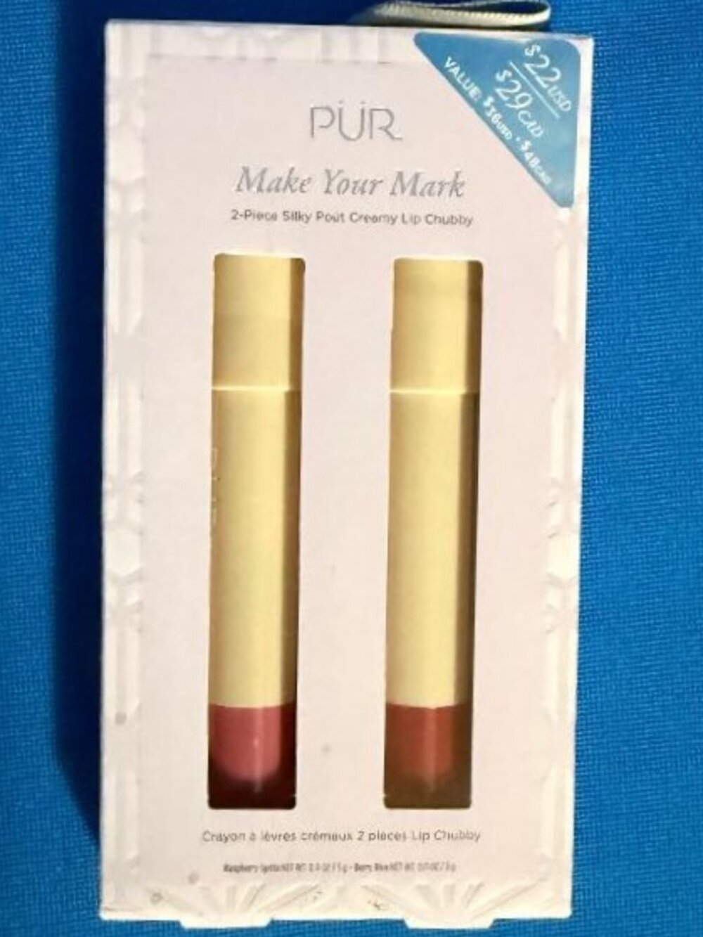 NEW PUR / PÜR 2 PACK CREAMY LIP CHUBBY BERRY NICE & RASPBERRY SPRITZ  SILKY POUT